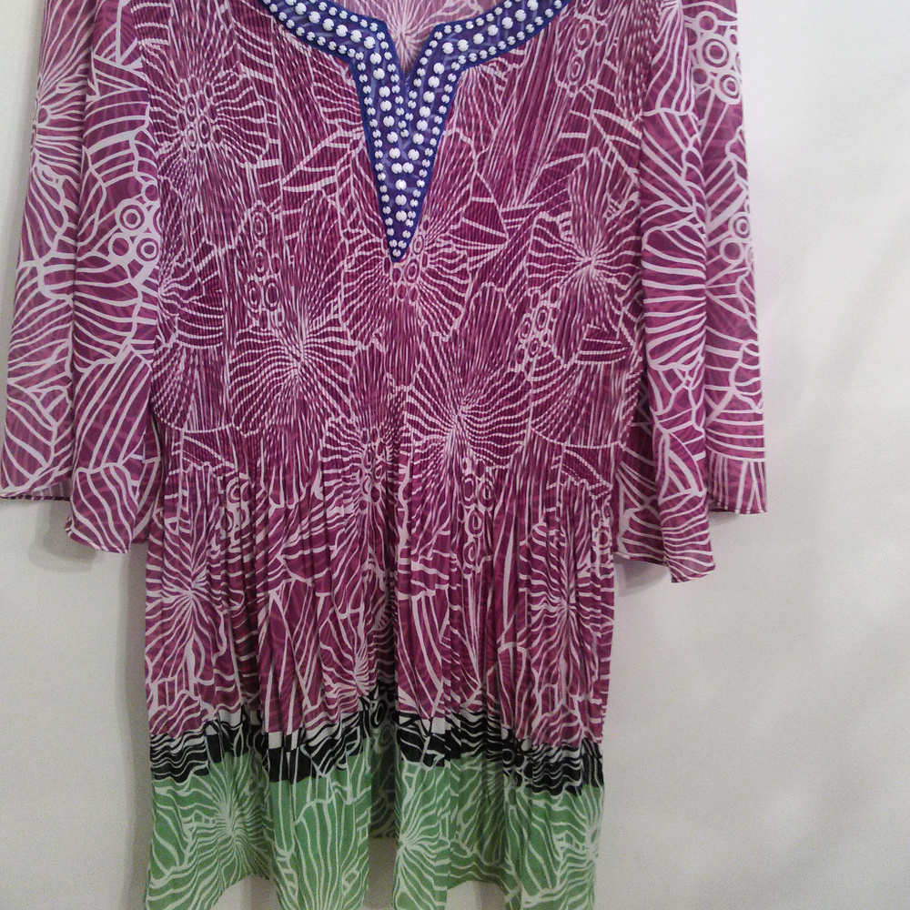 Catherine's NWOT Purple Pleated Plus Size Tunic